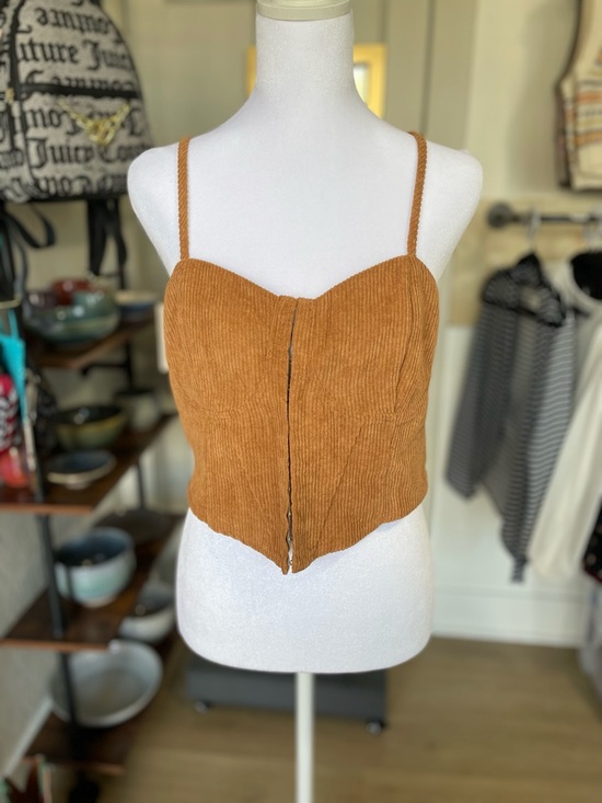 SHEIN Tops - SHEIN Rust Brown Corduroy Front-Zip Cami